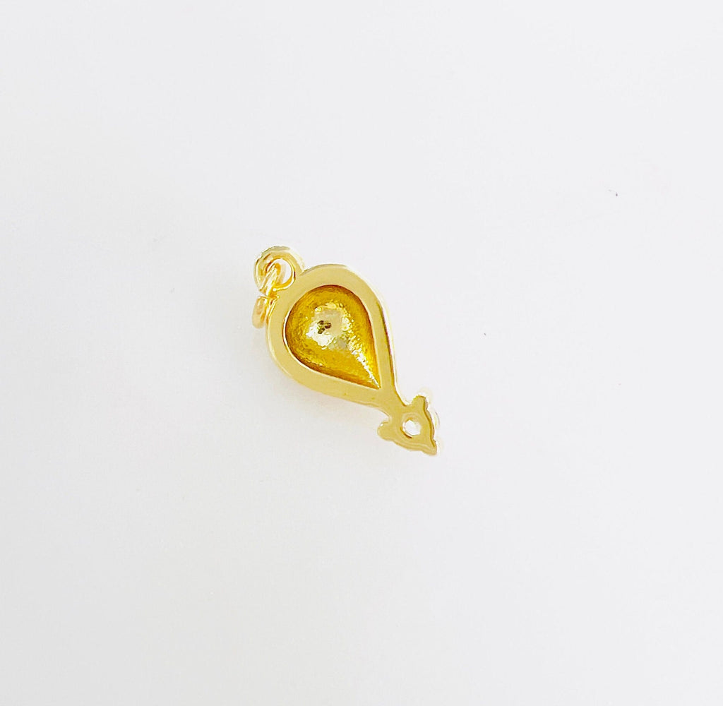 Gold Plated Cubic Zirconia Hot Air Balloon Charm Colorful Enamel