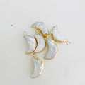 Gold Plated Freshwater Pearl Crescent Moon Rim Celestial Charm