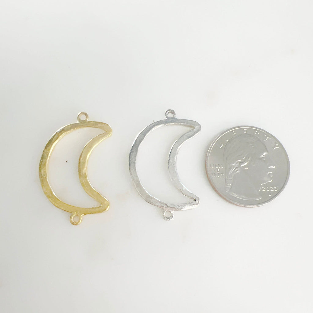 Pewter Large Textured Hammered Open Crescent 2 Loop Connector