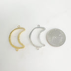 Pewter Large Textured Hammered Open Crescent 2 Loop Connector