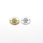 20mmx14.5mm Pewter Tree of Life Stamped Embossed Oval 2 Hole Connector
