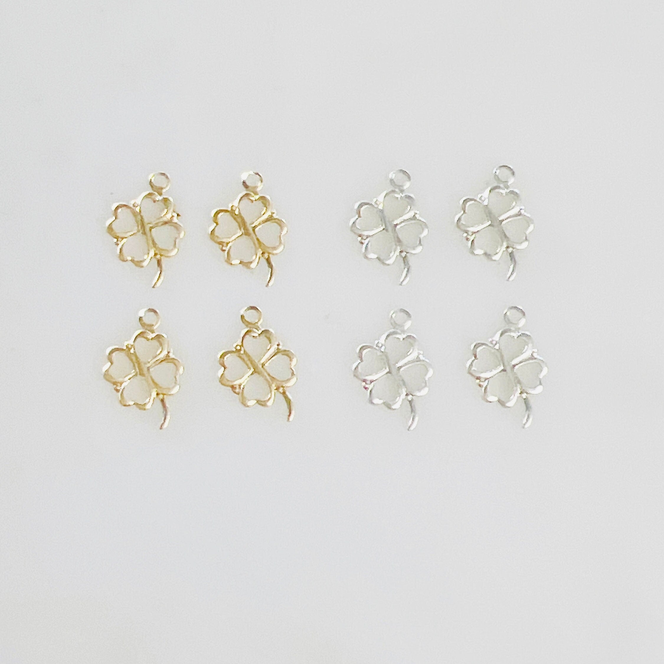 13mmx10mm Sterling Silver or 14K Gold Filled or Four Leaf Clover Charm (4pc)