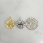 Pewter Detailed Coin Raised Bee Charm Bumble Bee Metal Charm
