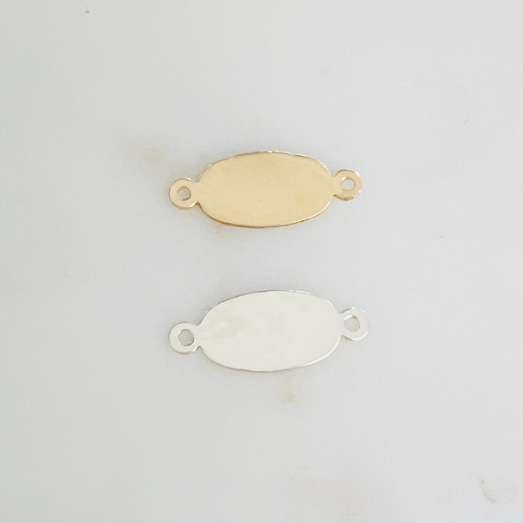 Sterling Silver or 14K Gold Filled Oval Stamping Blank 2 Loop Connector 14Kt