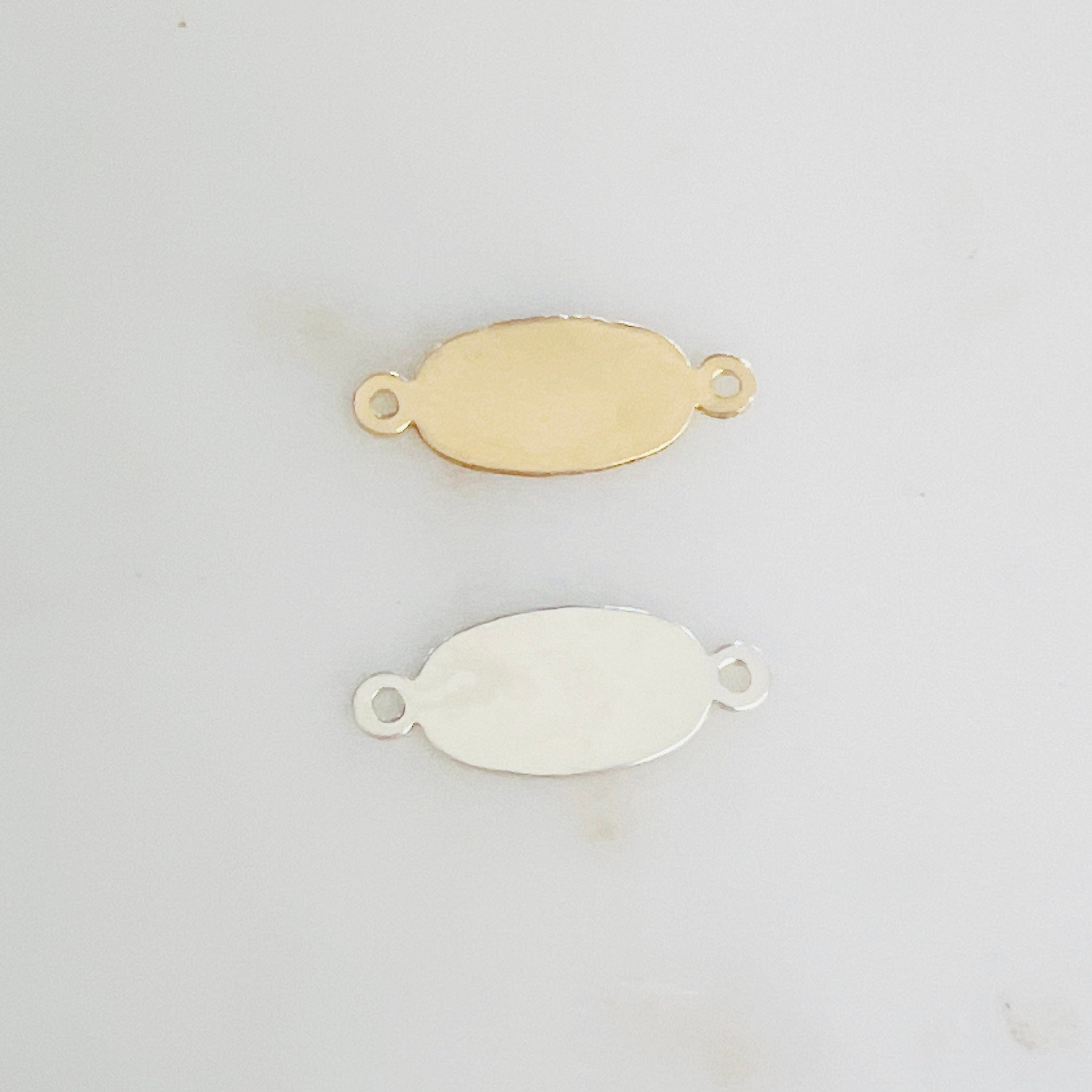 Sterling Silver or 14K Gold Filled Oval Stamping Blank 2 Loop Connector 14Kt