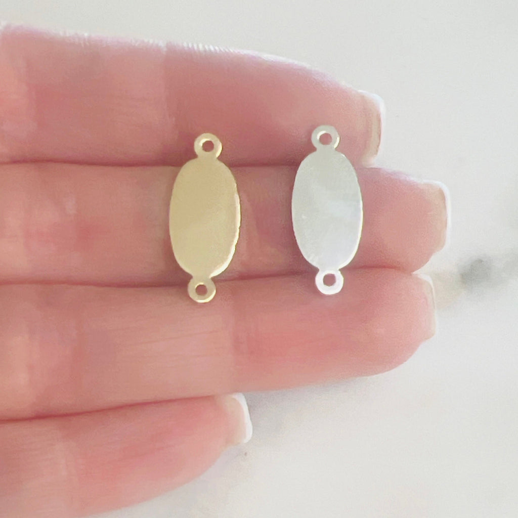 Sterling Silver or 14K Gold Filled Oval Stamping Blank 2 Loop Connector 14Kt