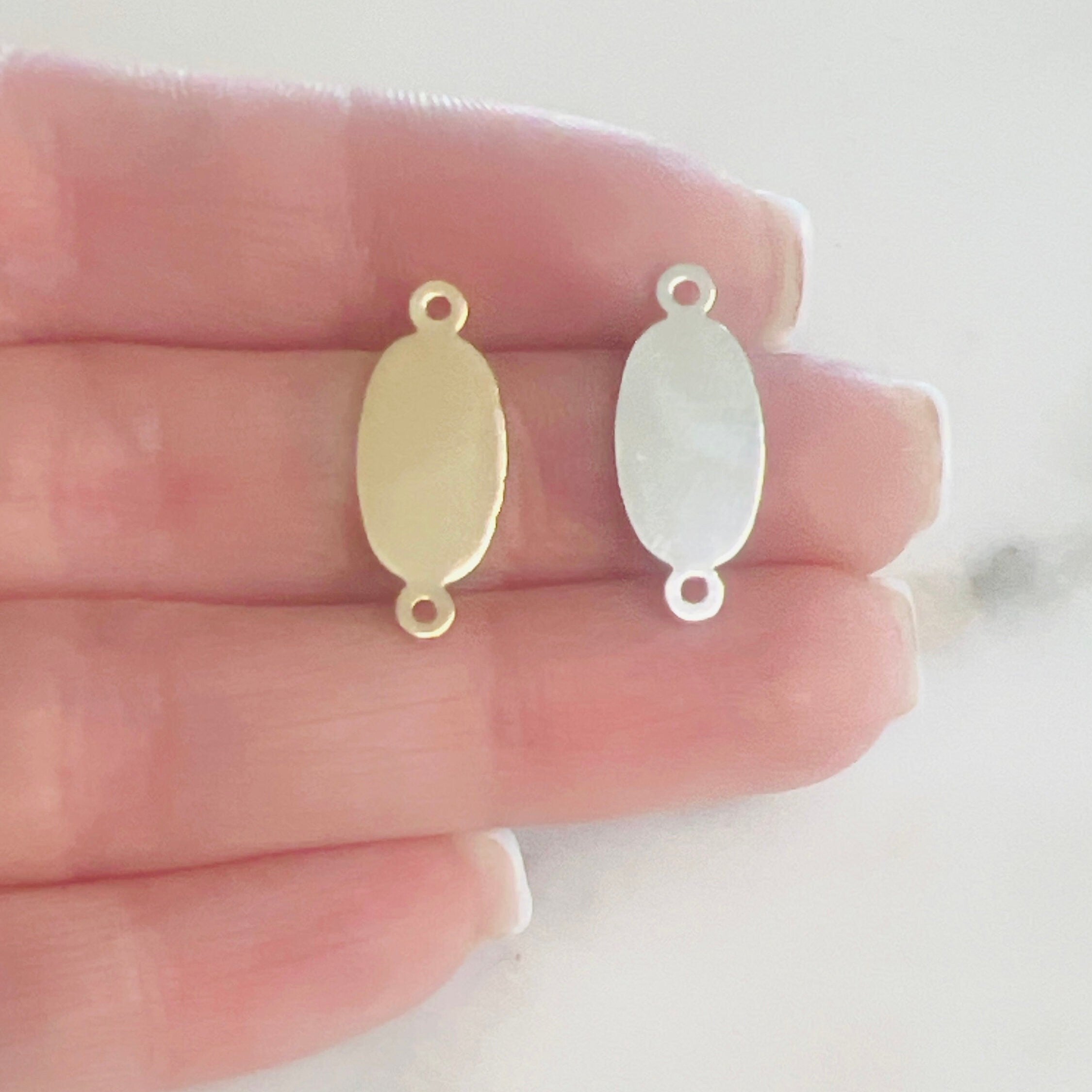 Sterling Silver or 14K Gold Filled Oval Stamping Blank 2 Loop Connector 14Kt