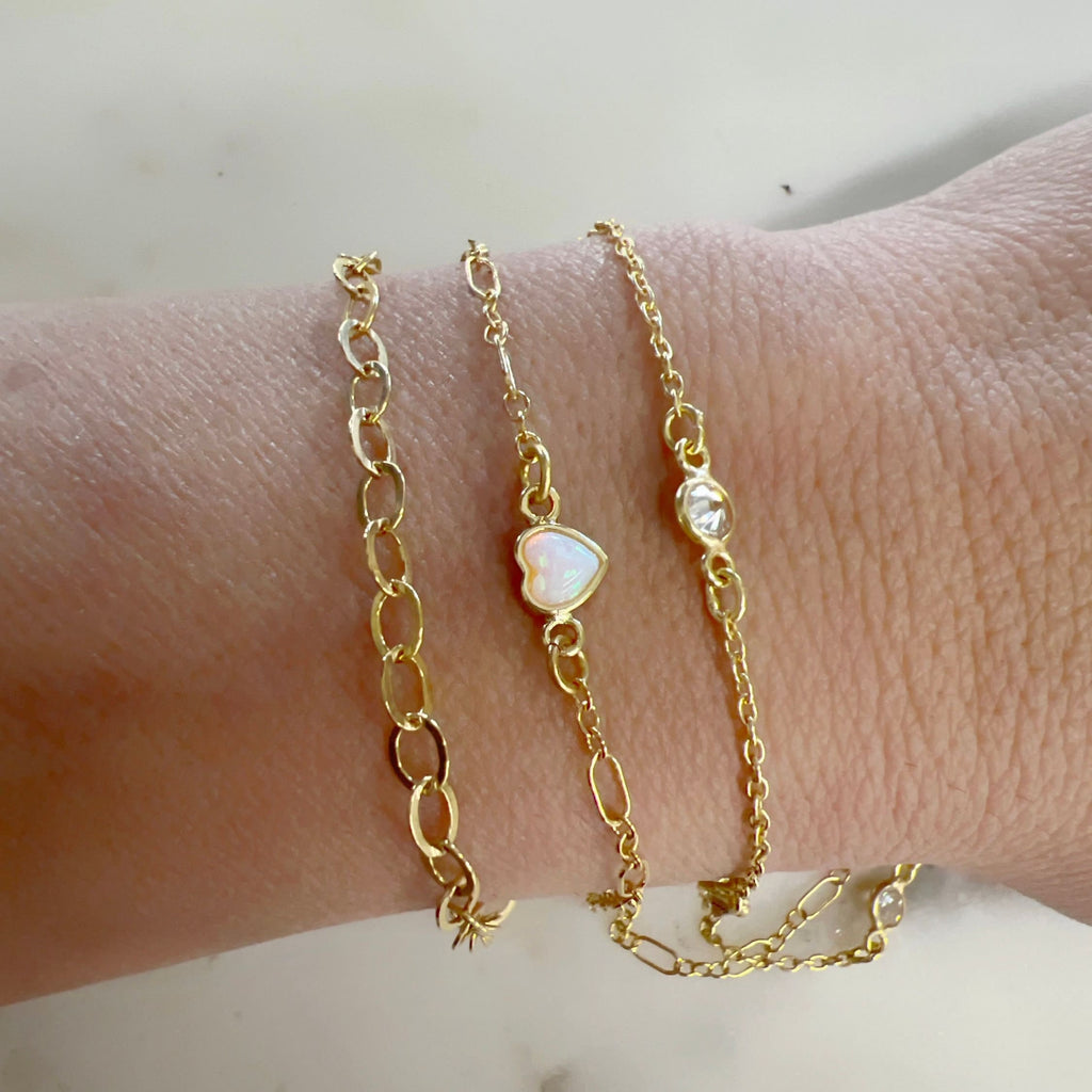 Gold Plated Dainty Mini Opal Heart Connector Charm 2 Loop Connector