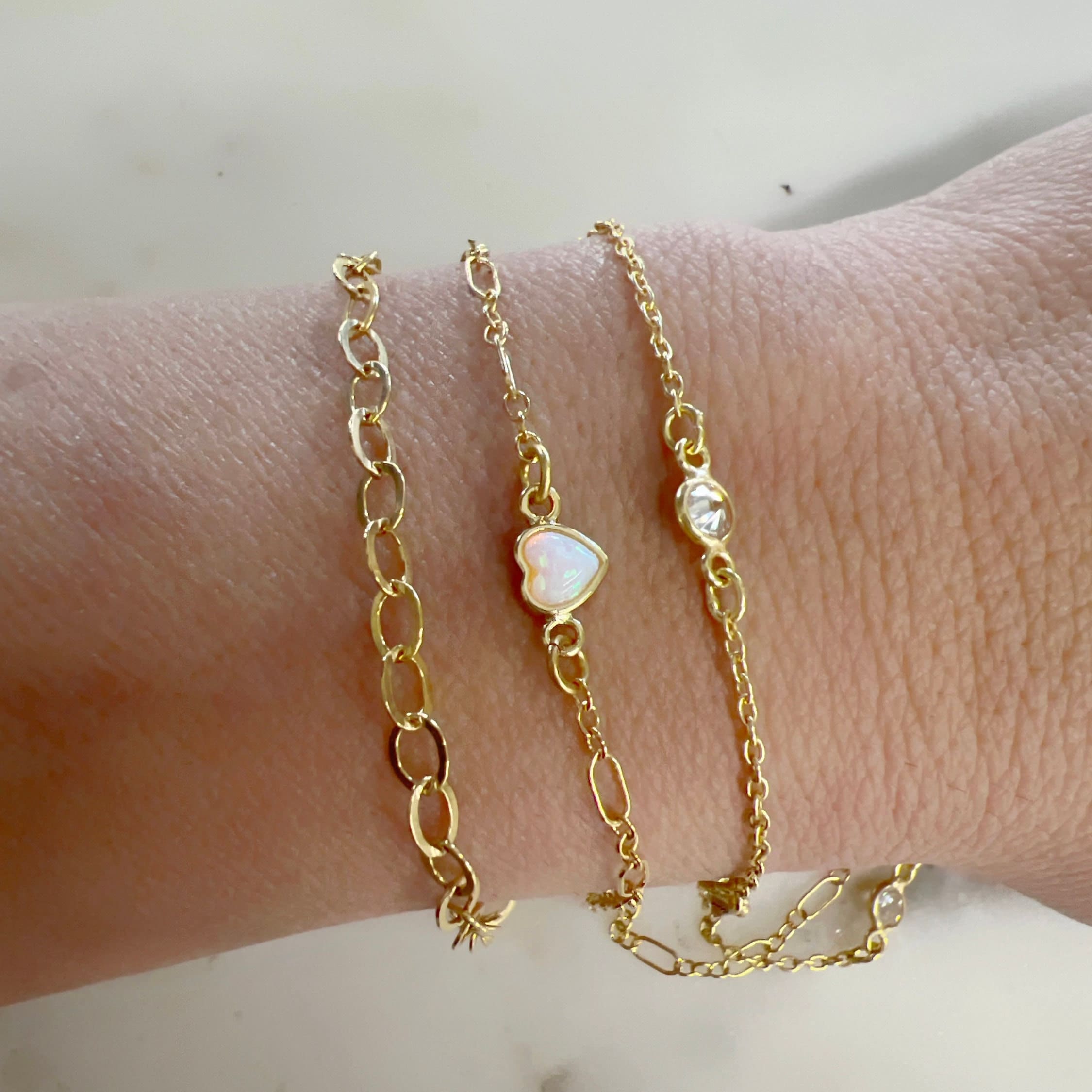 Gold Plated Dainty Mini Opal Heart Connector Charm 2 Loop Connector