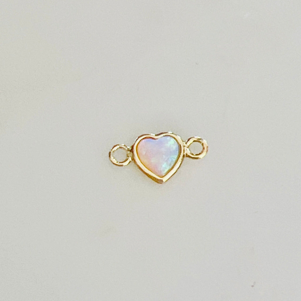 Gold Plated Dainty Mini Opal Heart Connector Charm 2 Loop Connector