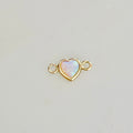 Gold Plated Dainty Mini Opal Heart Connector Charm 2 Loop Connector