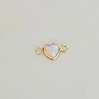 Gold Plated Dainty Mini Opal Heart Connector Charm 2 Loop Connector