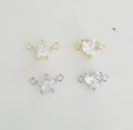 Gold Plated or Rhodium Plated Star or Heart Cubic Zirconia Connector Charm