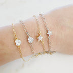 Gold Plated or Rhodium Plated Star or Heart Cubic Zirconia Connector Charm