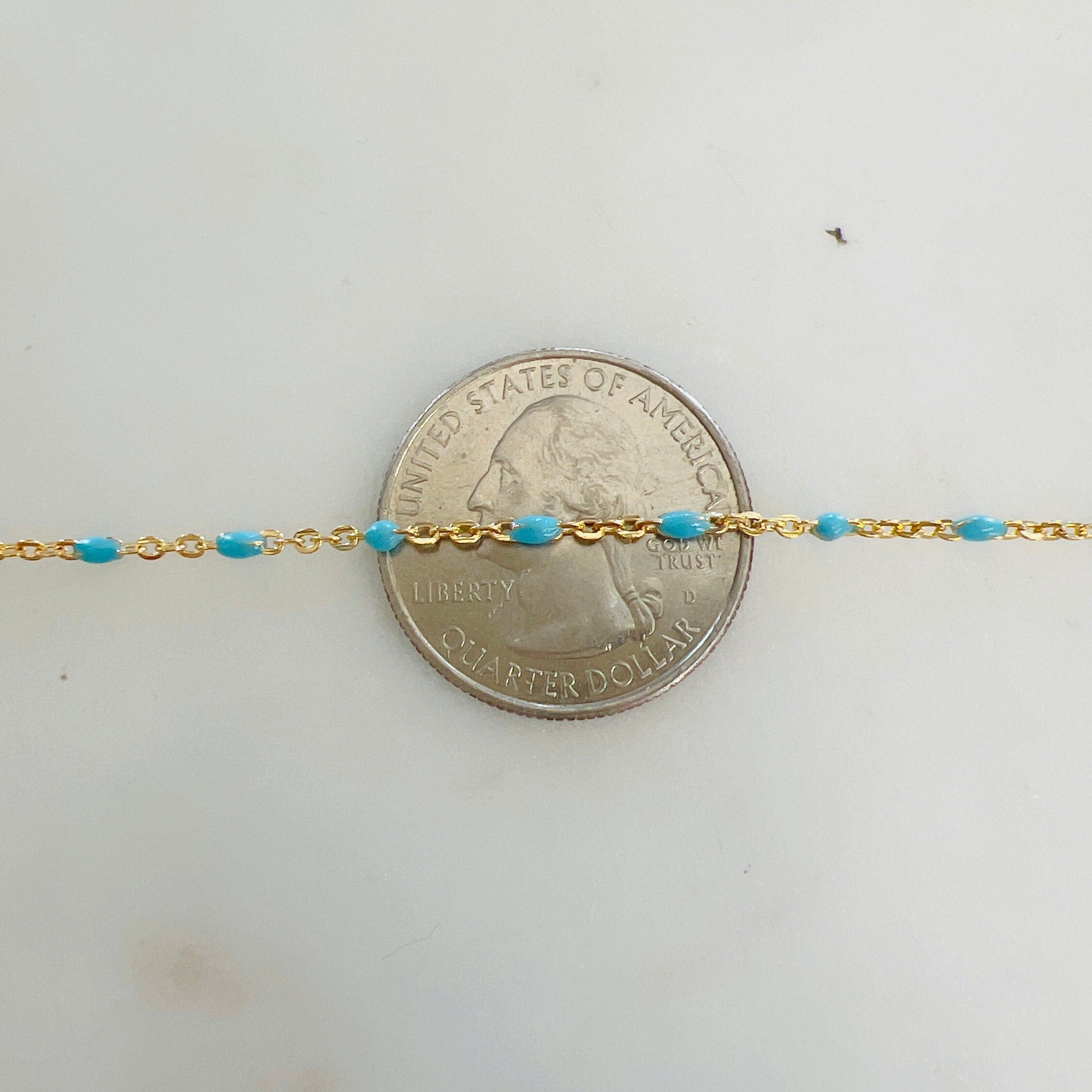 Sterling Silver or 14K Gold Filled Color Enamel Beaded – Sold by the Foot – Gold