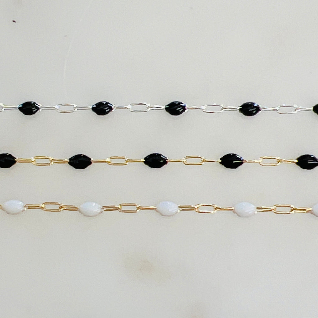 Sterling Silver or 14K Gold Filled Color Enamel Beaded – Sold by the Foot
