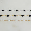 Sterling Silver or 14K Gold Filled Color Enamel Beaded – Sold by the Foot