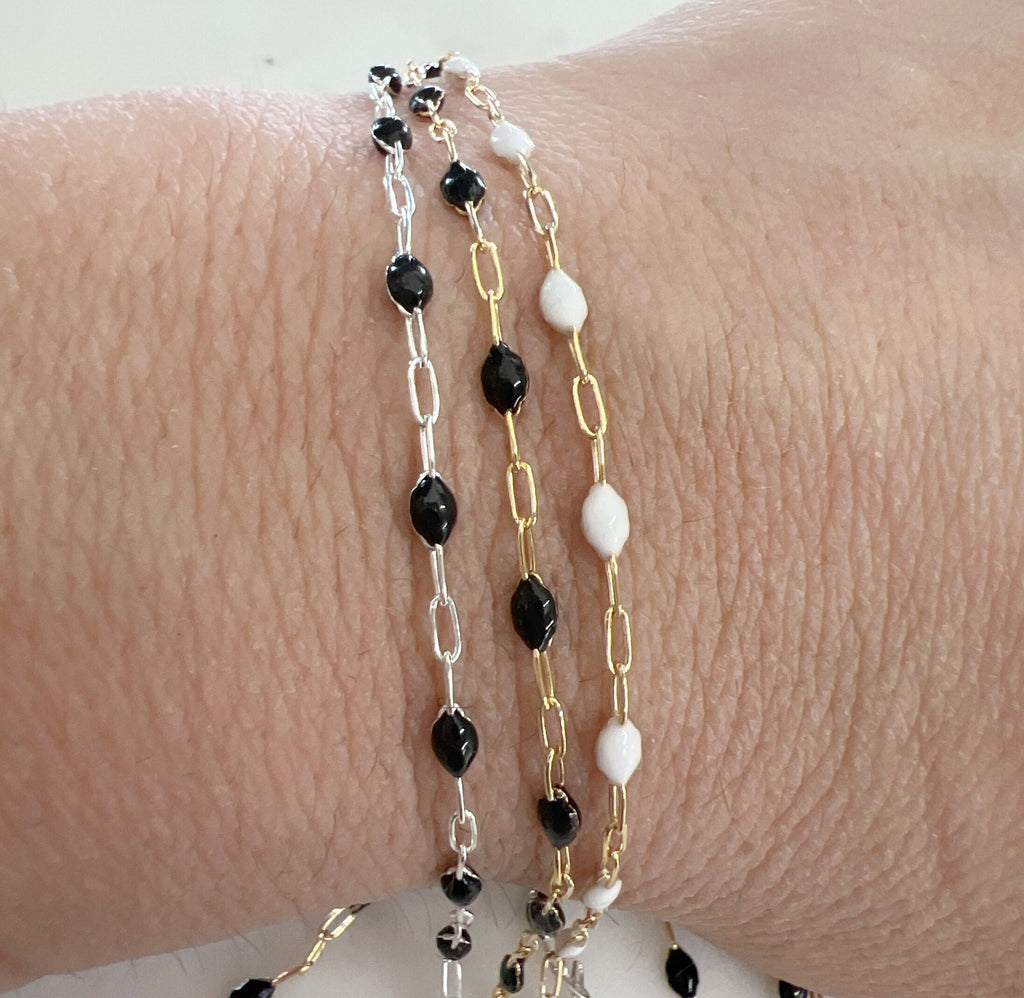 Sterling Silver or 14K Gold Filled Color Enamel Beaded – Sold by the Foot