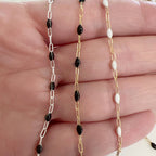 Sterling Silver or 14K Gold Filled Color Enamel Beaded – Sold by the Foot