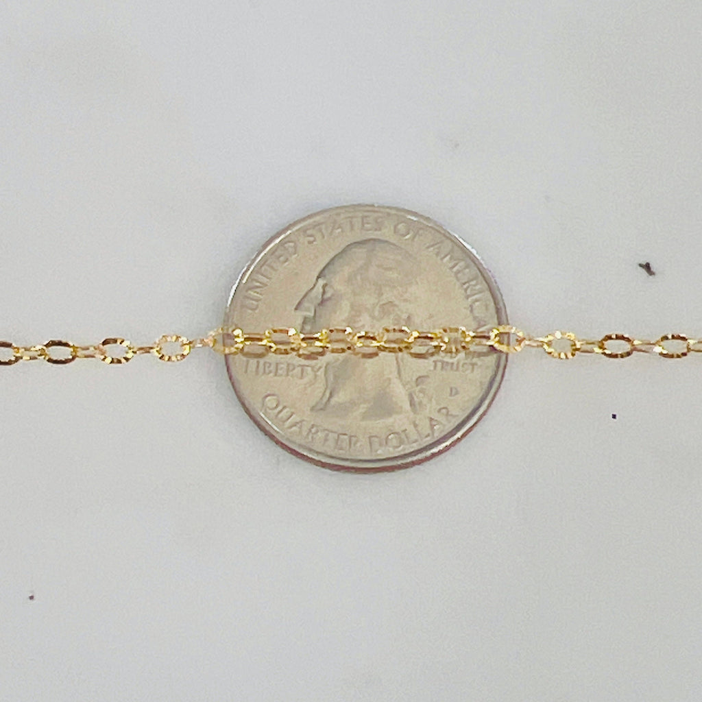 3.3mmx2.4mm 14K Gold Filled Starburst Shimmer Oval Cable – Sold by the Foot