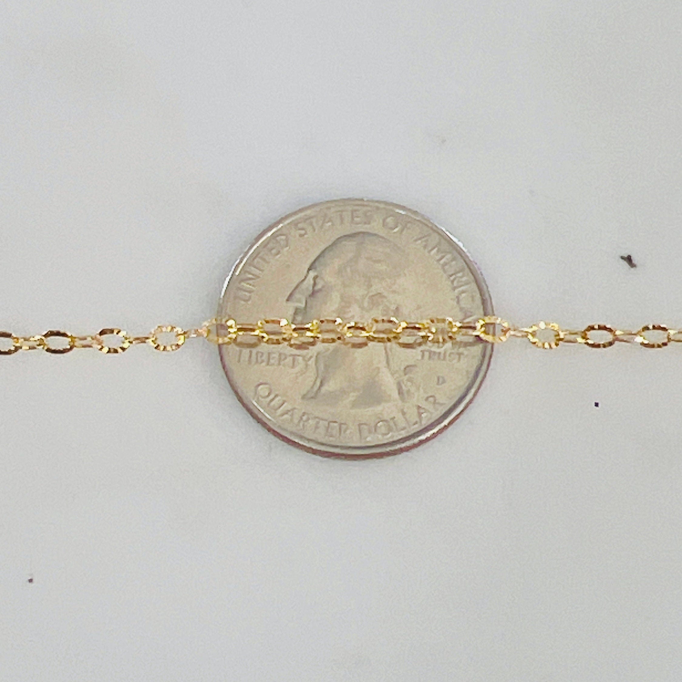 3.3mmx2.4mm 14K Gold Filled Starburst Shimmer Oval Cable – Sold by the Foot