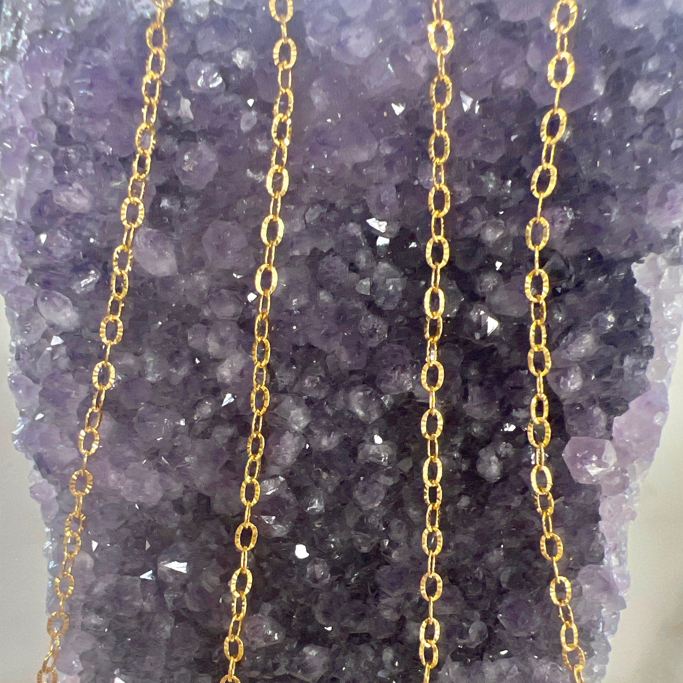 3.3mmx2.4mm 14K Gold Filled Starburst Shimmer Oval Cable – Sold by the Foot