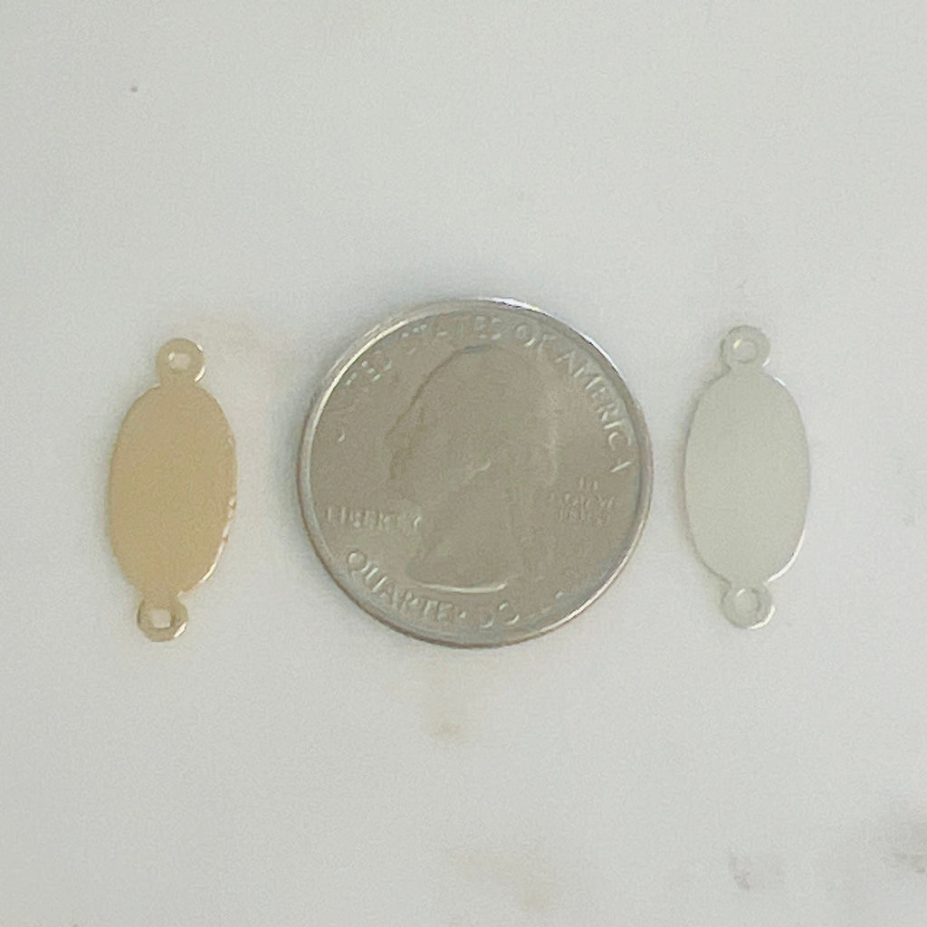 Sterling Silver or 14K Gold Filled Oval Stamping Blank 2 Loop Connector 14Kt