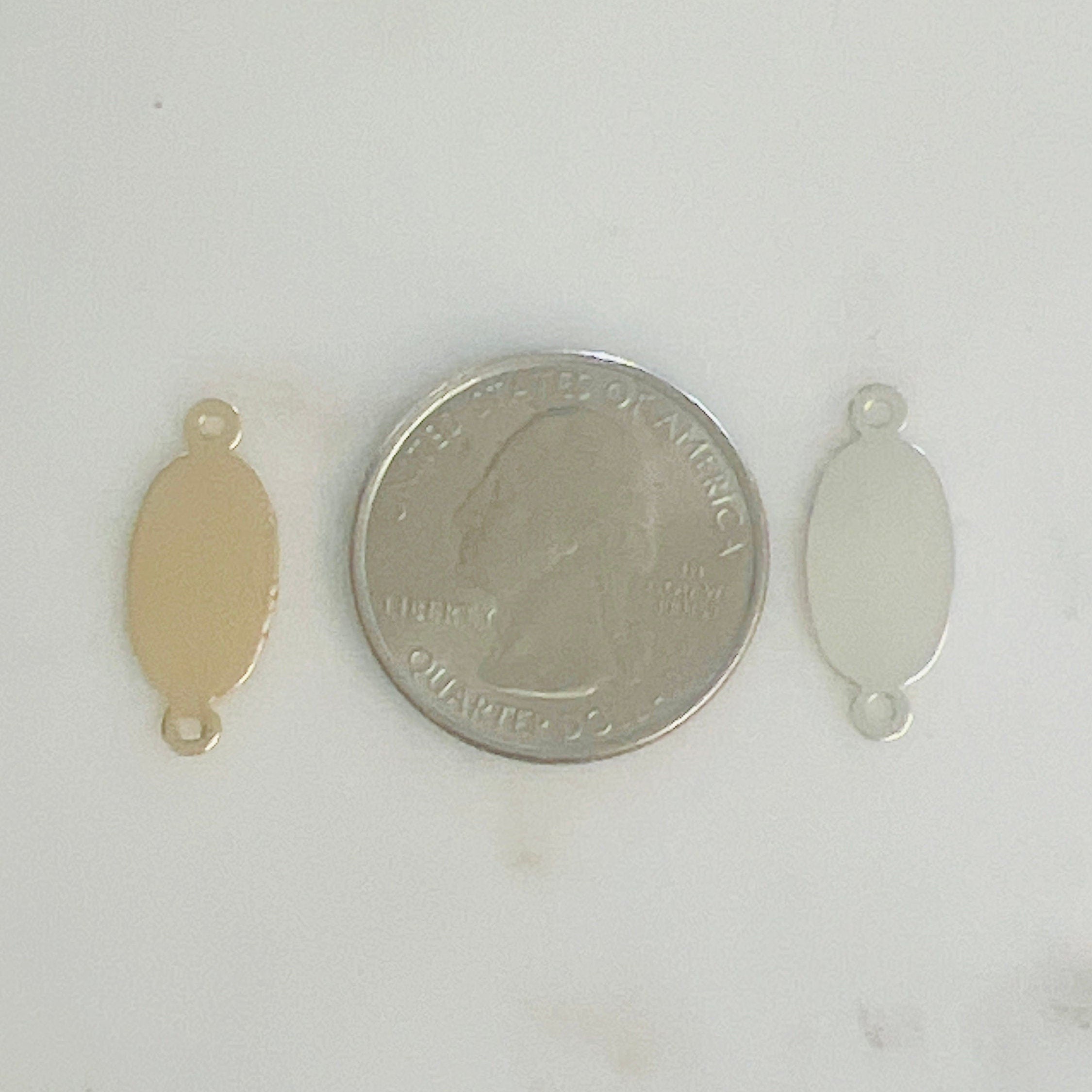 Sterling Silver or 14K Gold Filled Oval Stamping Blank 2 Loop Connector 14Kt