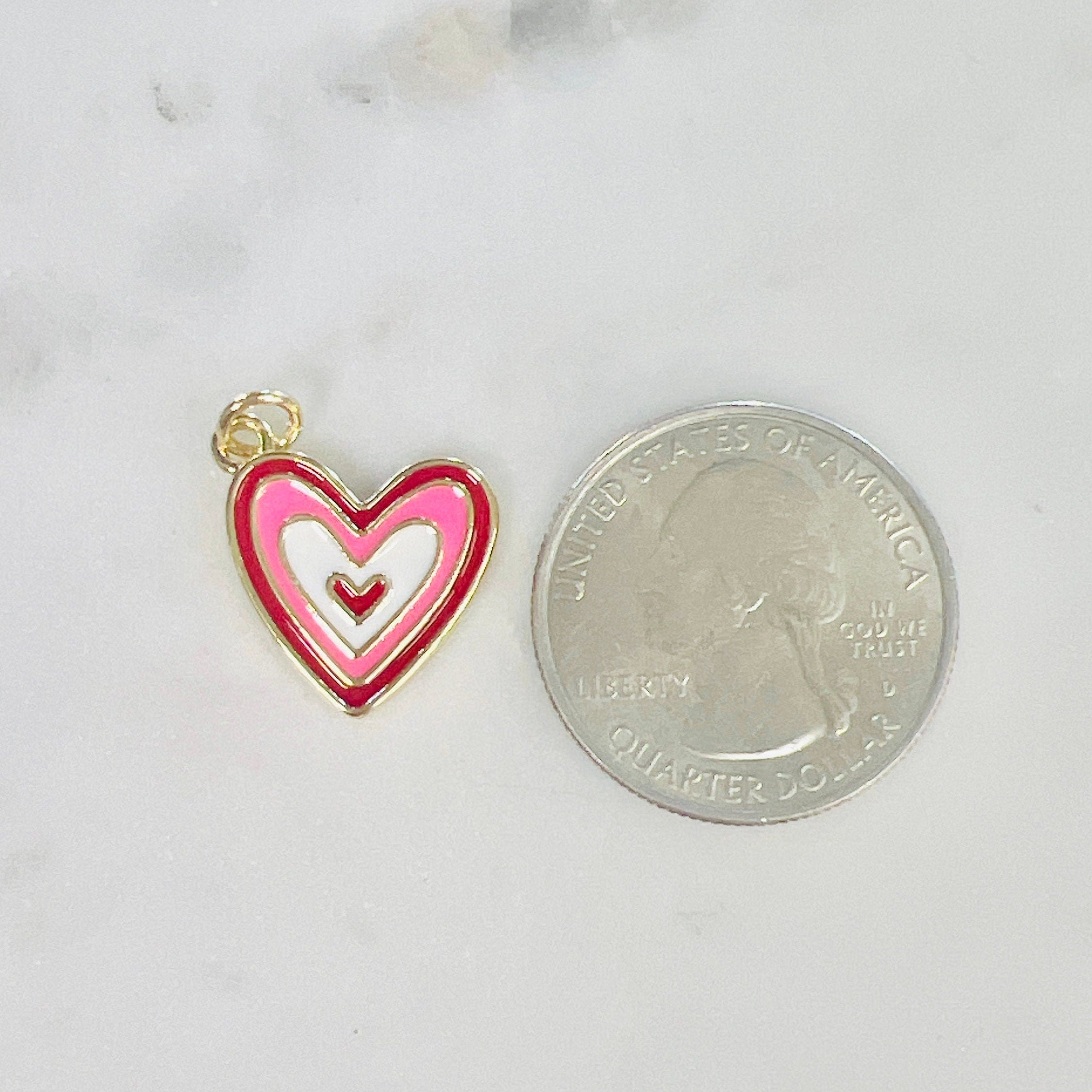 Gold Plated Enamel Color Heart Pendant Heart Within Heart Swirl