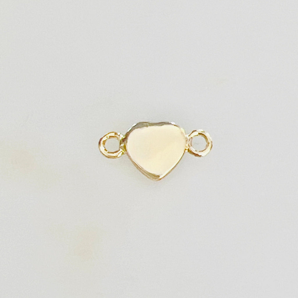 Gold Plated Dainty Mini Opal Heart Connector Charm 2 Loop Connector