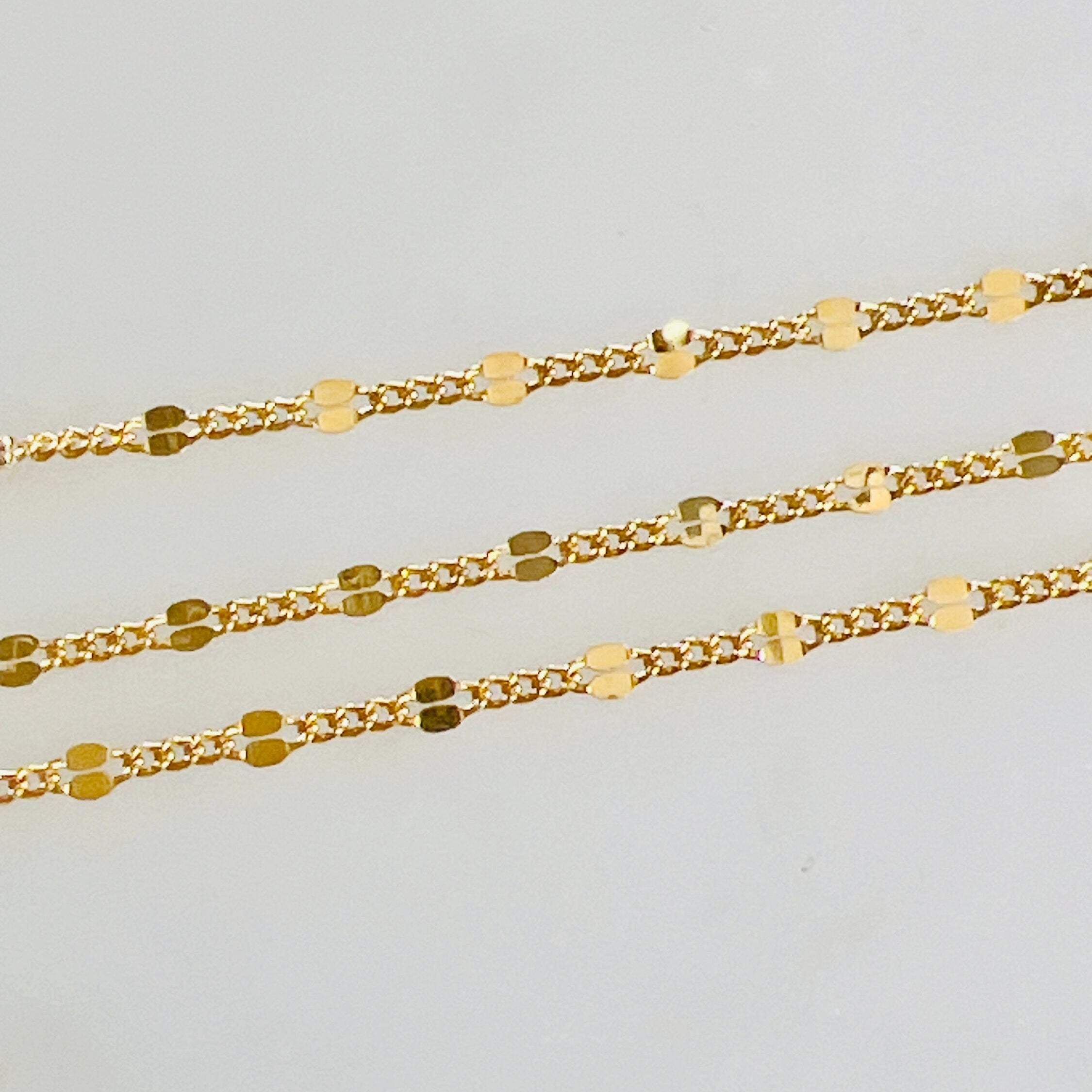 14K Gold Filled Dainty Dapped Curb Link Chain – Sold by the Foot