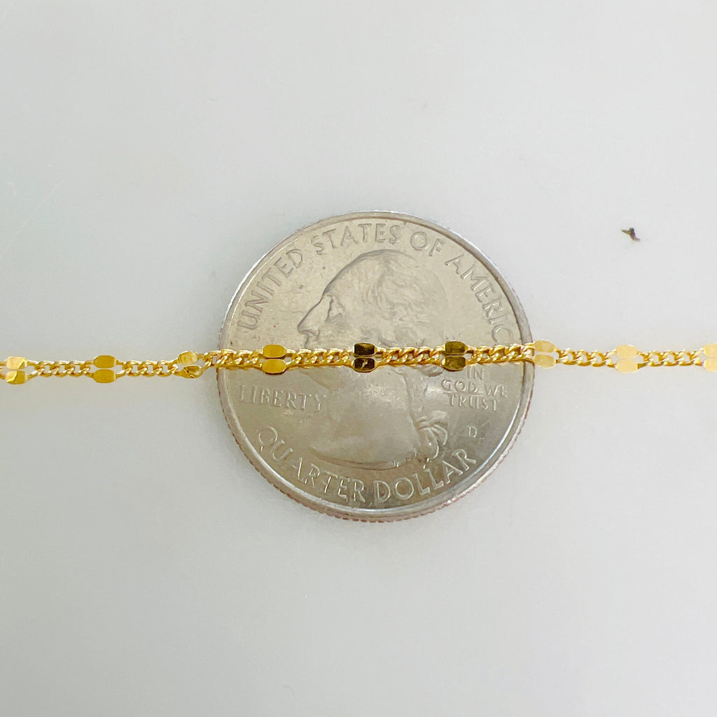 14K Gold Filled Dainty Dapped Curb Link Chain – Sold by the Foot