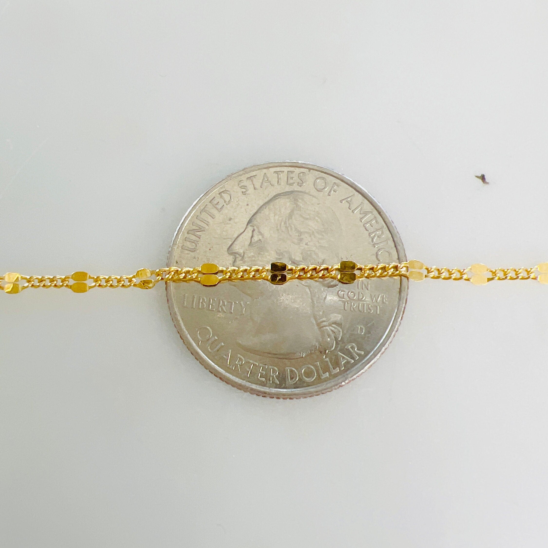 14K Gold Filled Dainty Dapped Curb Link Chain – Sold by the Foot