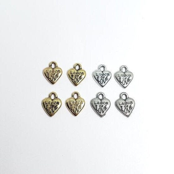 Pewter From Labor of Love Heart Loop Charm Love Antique Gold (4pc)