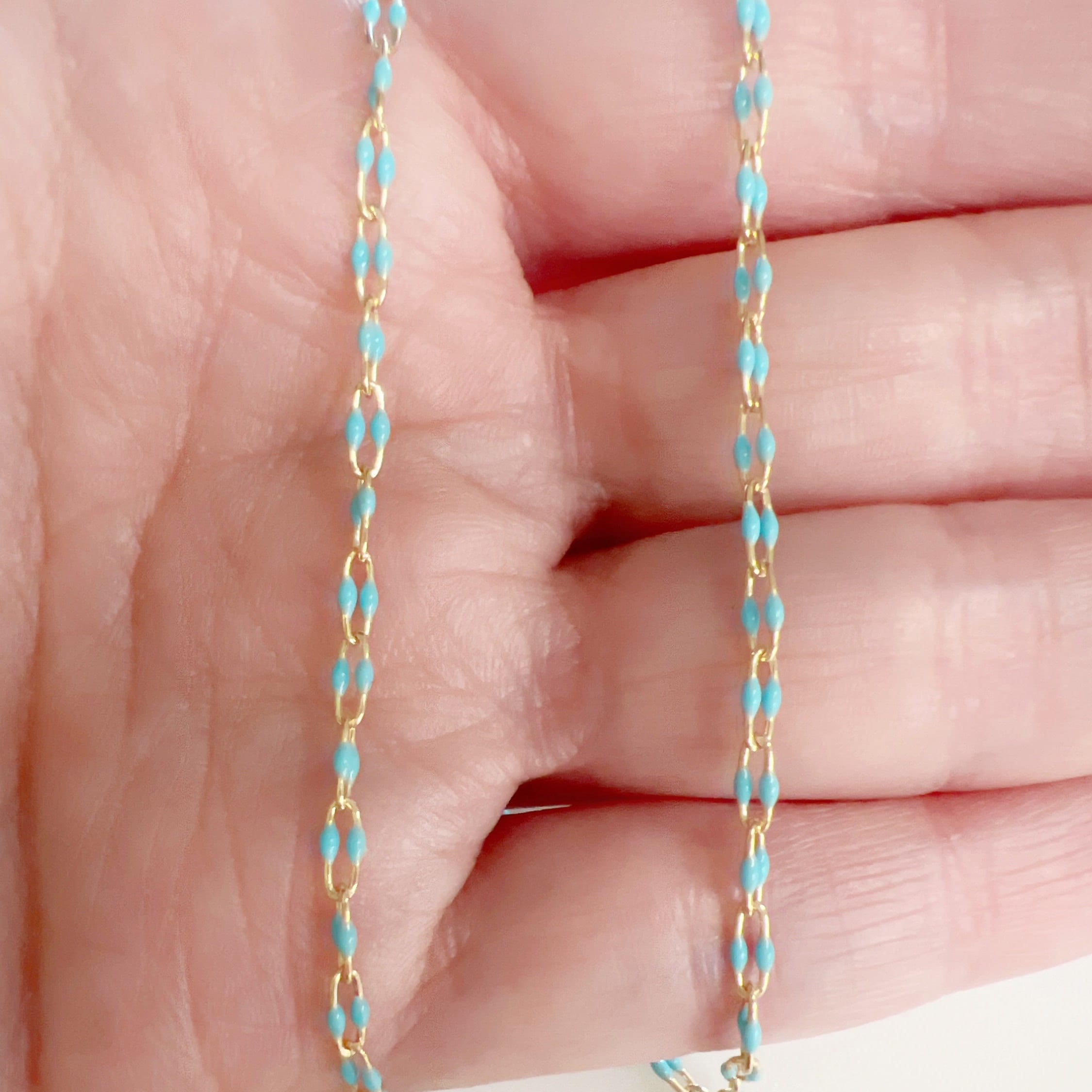 14K Gold Filled Color Enamel Double Beaded Chain 14K GF – Sold by the Foot