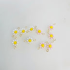 Gold Plated Dainty Daisy Flower 2 Loop Connector Double Sided (5pc)