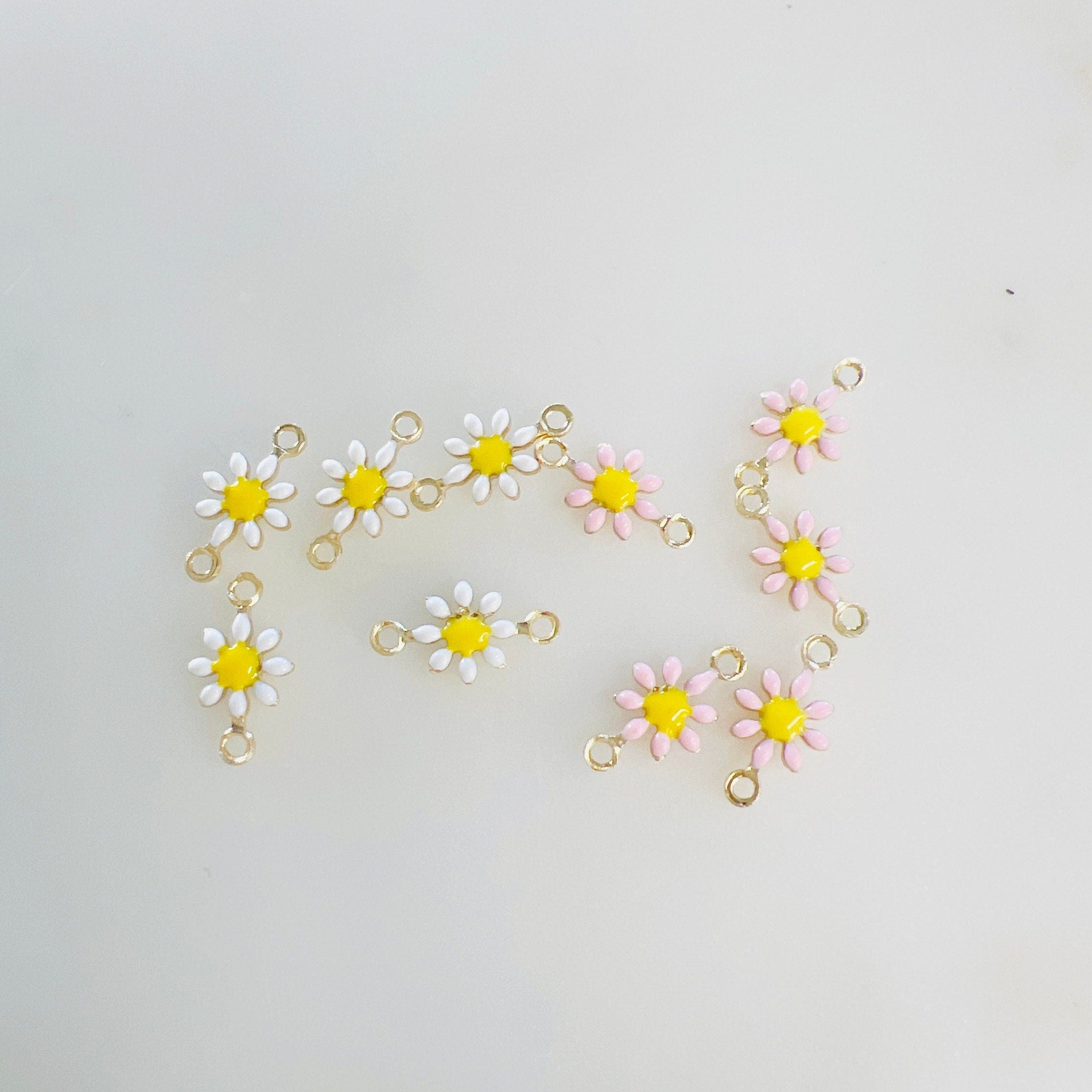 Gold Plated Dainty Daisy Flower 2 Loop Connector Double Sided (5pc)