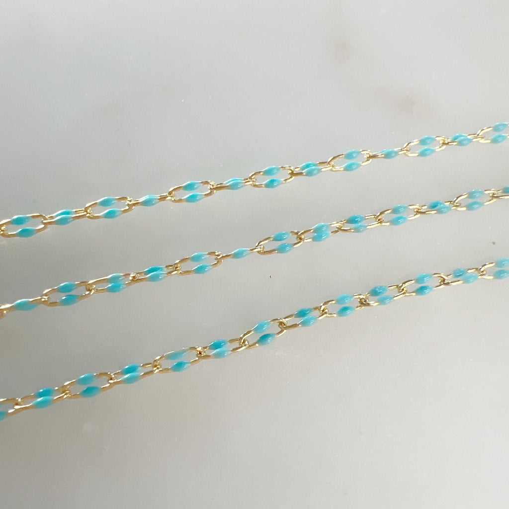 14K Gold Filled Color Enamel Double Beaded Chain 14K GF – Sold by the Foot