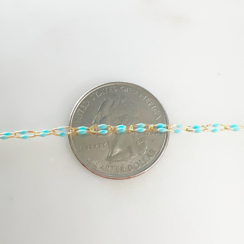 14K Gold Filled Color Enamel Double Beaded Chain 14K GF – Sold by the Foot