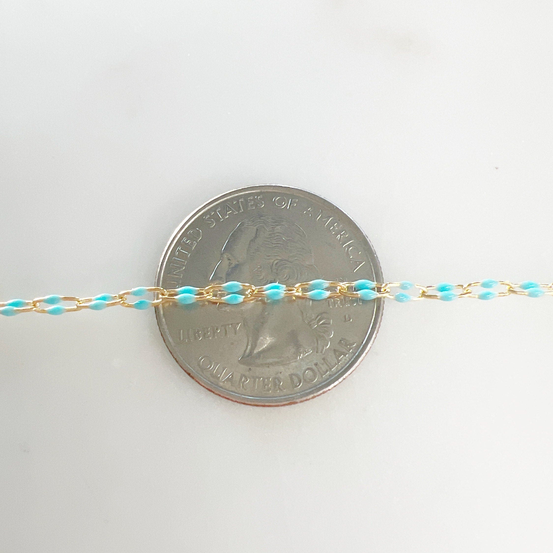 14K Gold Filled Color Enamel Double Beaded Chain 14K GF – Sold by the Foot