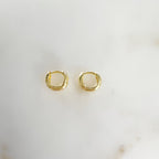 10mmx9mm Gold Plated Mini Shimmering Cubic Zirconia Huggie Hoop Earring (2pc)