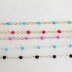 Sterling Silver or 14K Gold Filled Color Enamel Beaded – Sold by the Foot – Gold