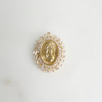 Gold Plated Cubic Zirconia Pavé Mother Mary Charm Detailed CZ