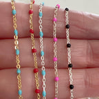Sterling Silver or 14K Gold Filled Color Enamel Beaded – Sold by the Foot – Gold