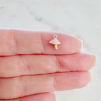 Gold Plated Teeny Tiny Pink Enamel Mushroom Charm Mushroom Charm