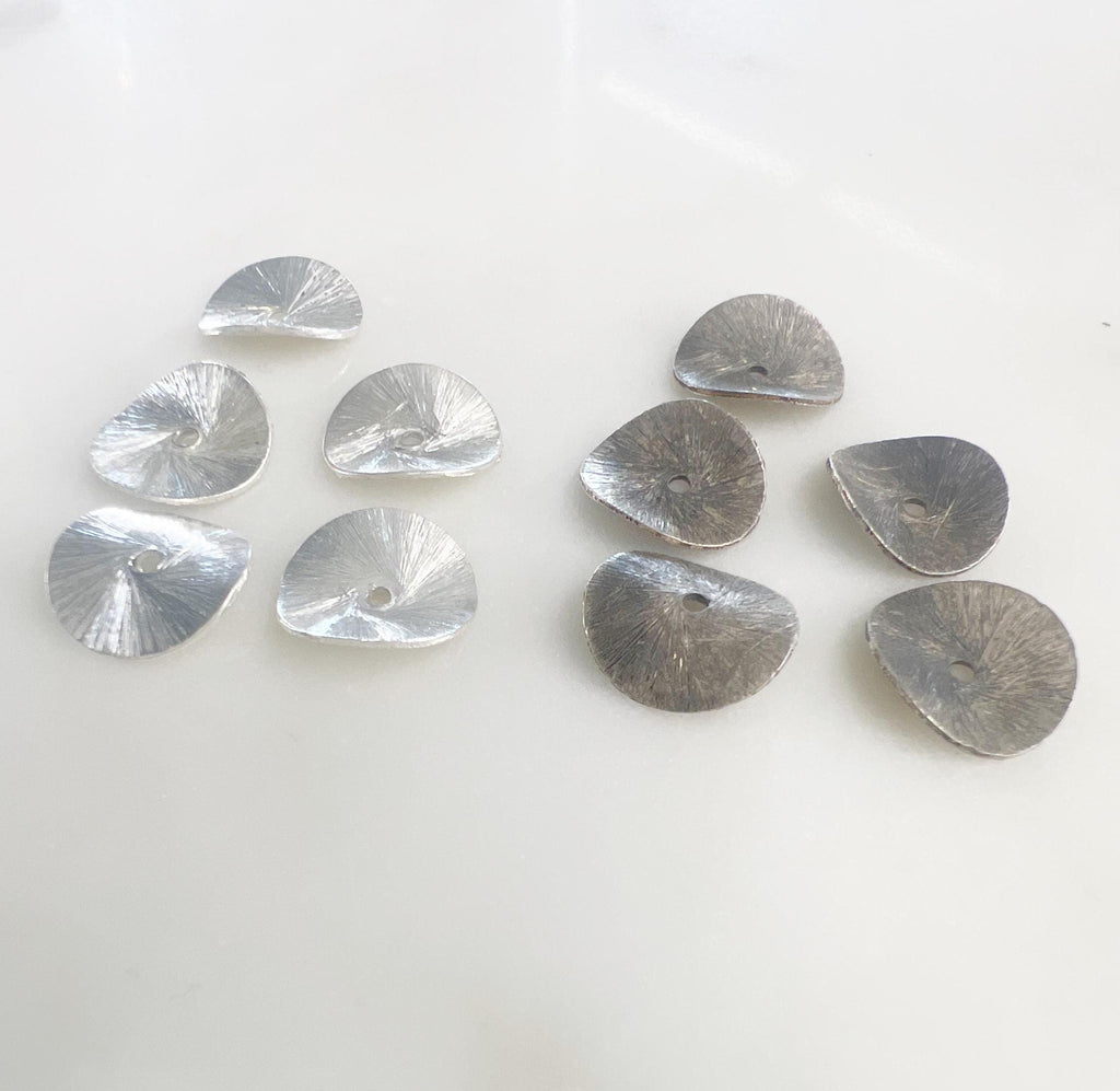 Sterling Silver 12mm or Oxidized Wavy Disc Rondelle Bead Potato Chip (5pc)