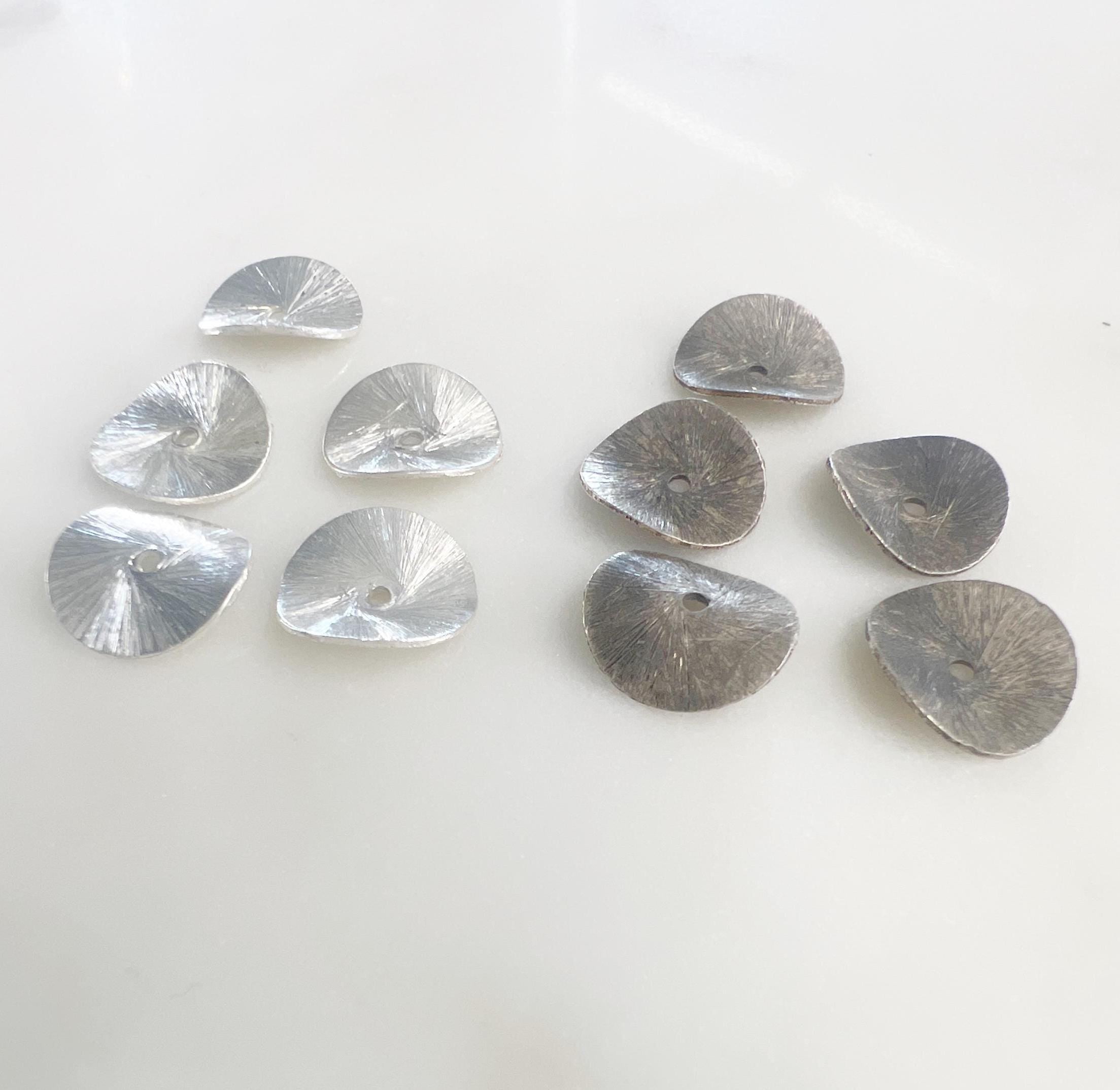 Sterling Silver 12mm or Oxidized Wavy Disc Rondelle Bead Potato Chip (5pc)