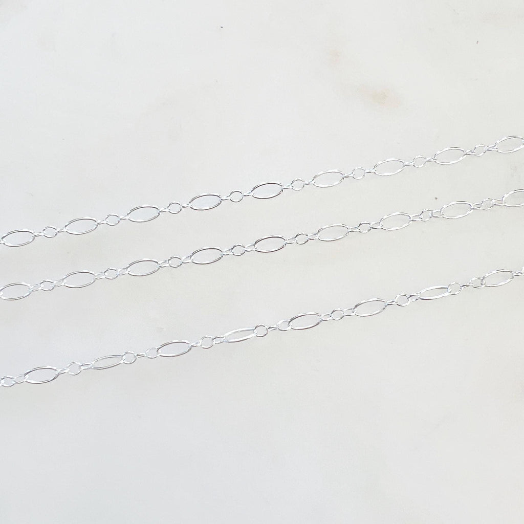 Sterling Silver Sturdy Long and Short Oval and Circles 5.3mm x 1.8mm