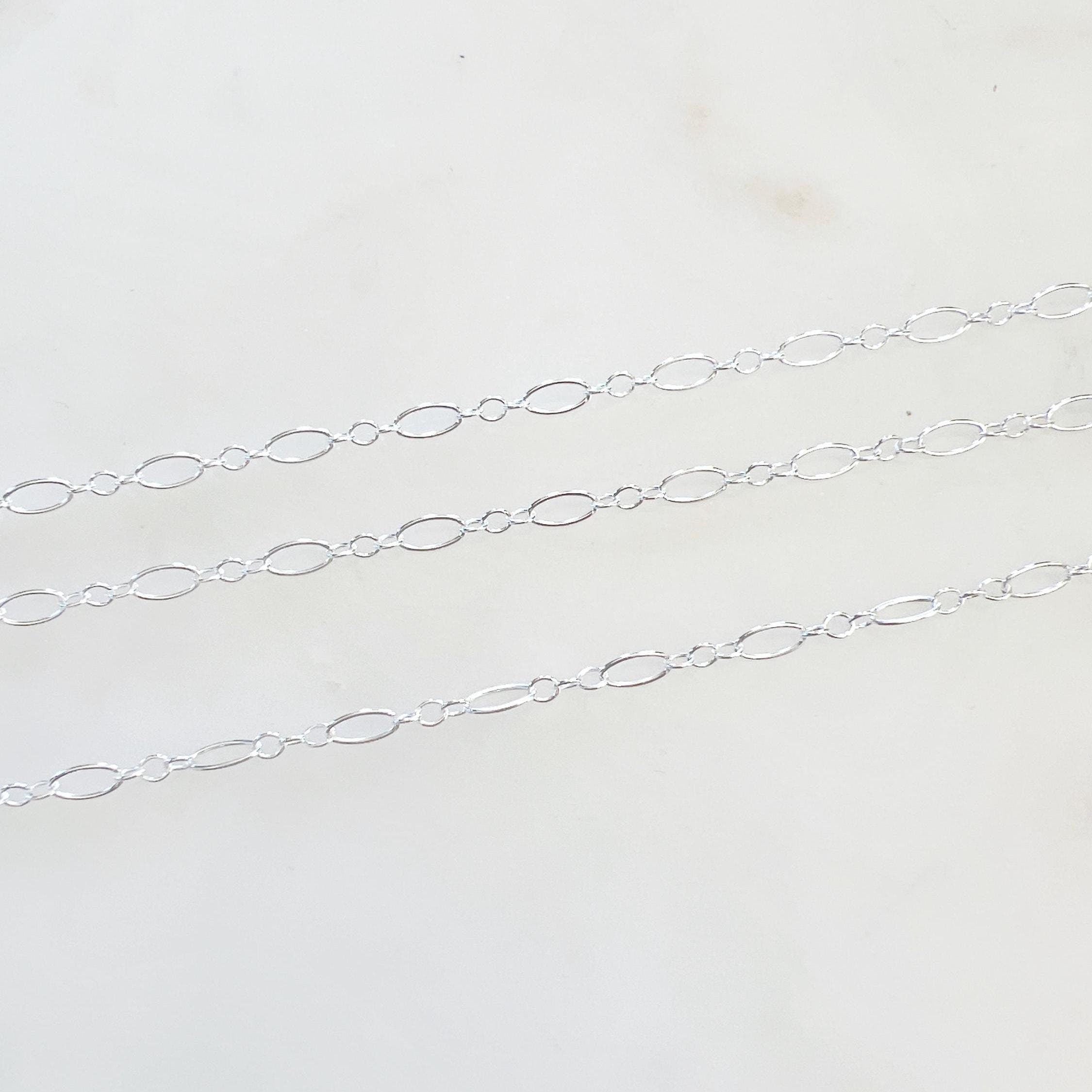 Sterling Silver Sturdy Long and Short Oval and Circles 5.3mm x 1.8mm