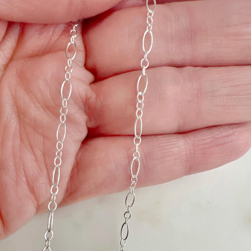 Sterling Silver Sturdy Long and Short Oval and Circles 5.3mm x 1.8mm